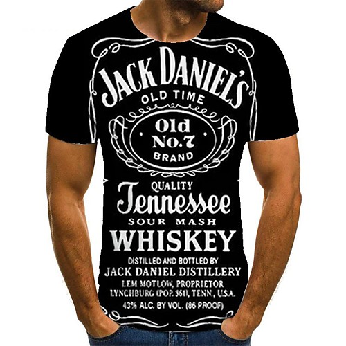 

Men's 3D Graphic Print Slim T-shirt Daily Round Neck Black / Summer / Short Sleeve