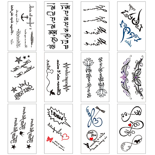 

12 pcs Temporary Tattoos Water Resistant / Waterproof / Mini Style / Safety Face / Body / Hand Water-Transfer Sticker Body Painting Colors
