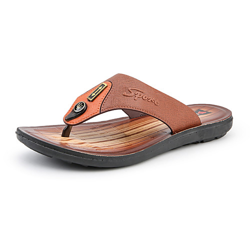 

Men's Summer Casual / Beach Daily Slippers & Flip-Flops Microfiber Breathable Non-slipping Yellow / Brown Slogan