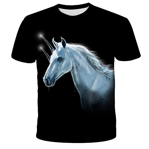 

Men's 3D Animal Wolf Print T-shirt Street chic Exaggerated Daily Holiday Round Neck Black / Short Sleeve