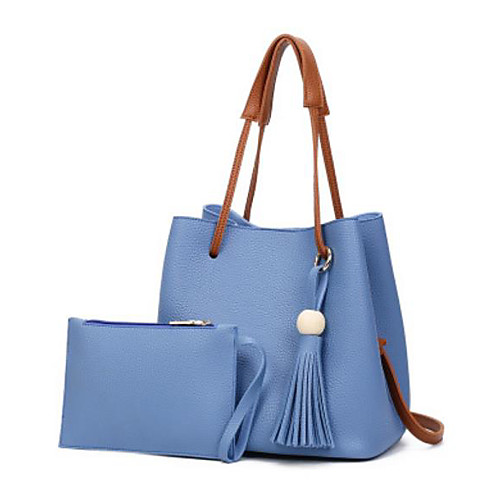 

Women's PU Top Handle Bag Solid Color 2 Pieces Purse Set Blushing Pink / Blue / Light Gray