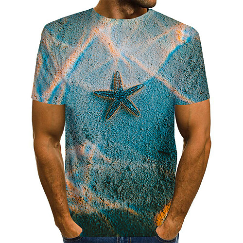

Men's Plus Size 3D Print T-shirt Basic Daily Round Neck Blue / Short Sleeve