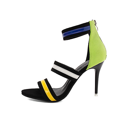 

Women's Heels / Sandals 2020 Heel Sandals Spring & Fall / Spring & Summer Stiletto Heel Open Toe Classic Minimalism Daily Party & Evening PU Light Green