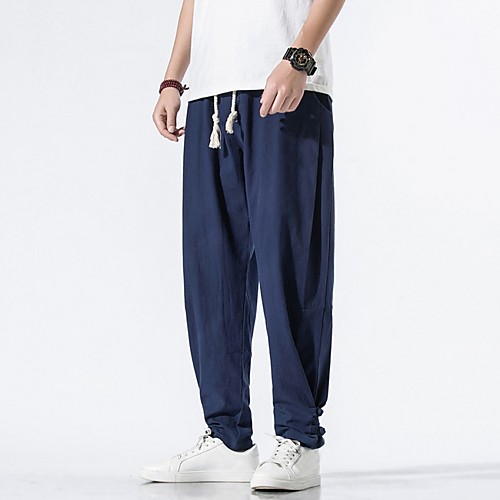 

Men's Chinoiserie Loose Chinos Pants - Solid Colored Comfort Cotton Wine Black Green US32 / UK32 / EU40 / US34 / UK34 / EU42 / US38 / UK38 / EU46