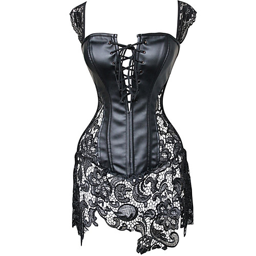 

Women's Hook & Eye Corset Dresses - Leather / Lace Red Brown Black S M L