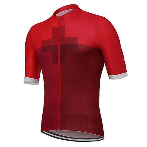 

21Grams Men's Short Sleeve Cycling Jersey Polyester Red Switzerland National Flag Bike Jersey Top Mountain Bike MTB Road Bike Cycling UV Resistant Breathable Quick Dry Sports Clothing Apparel
