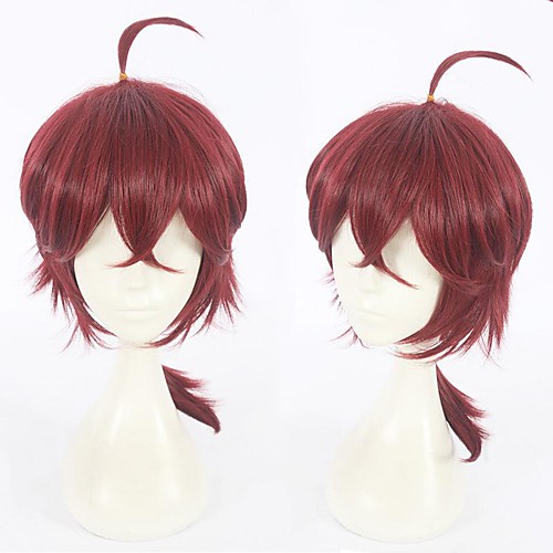 

Cosplay Wig Hawkins Violet Evergarden Straight With Bangs Wig Short Burgundy Synthetic Hair 14 inch Women's Anime Cosplay Exquisite Burgundy