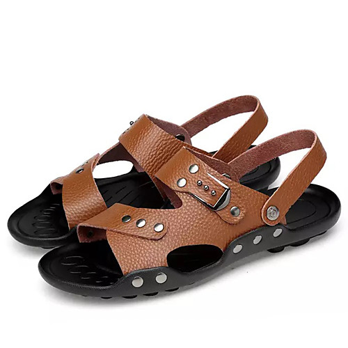 

Men's Summer Casual Daily Sandals PU Non-slipping Light Brown / Dark Brown / Black