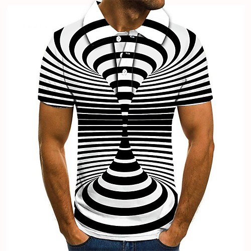 

Men's 3D Polo Basic Daily Shirt Collar Black / Short Sleeve