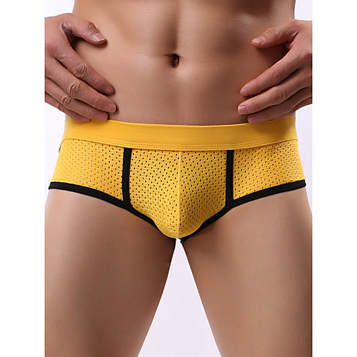 

Men's Mesh Briefs Underwear - Normal Mid Waist White Black Blue S M L