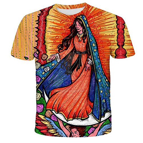 

Men's 3D Animal Wolf Print T-shirt Street chic Exaggerated Daily Holiday Round Neck Rainbow / Short Sleeve