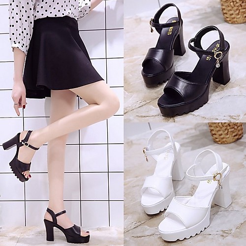 

Women's Sandals Summer Pumps Open Toe Daily PU White / Black