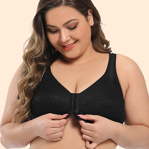 

Women's Wireless Lace Bras Full Coverage Bra Black Beige