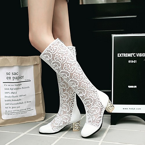 

Women's Boots Fall Cuban Heel Pointed Toe Daily PU White / Black / Beige