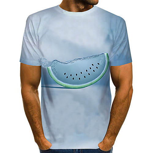 

Men's Plus Size 3D Print T-shirt Basic Daily Round Neck Light Blue / Short Sleeve