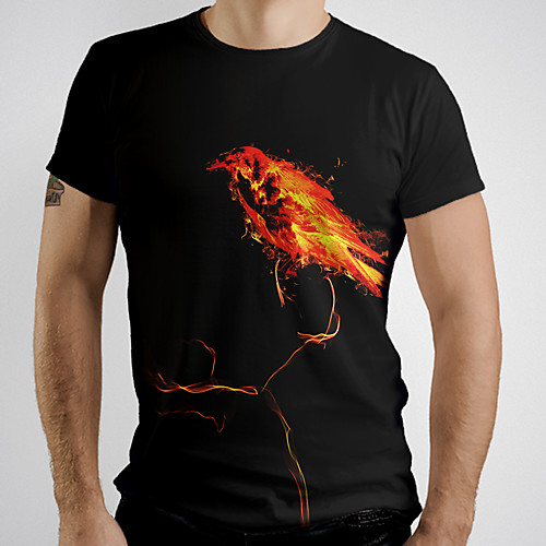 

Men's T shirt Graphic Flame Short Sleeve Daily Tops Basic Elegant Black
