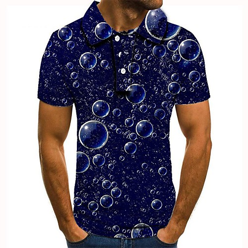 

Men's 3D Graphic Polo Basic Daily Shirt Collar Navy Blue / Short Sleeve