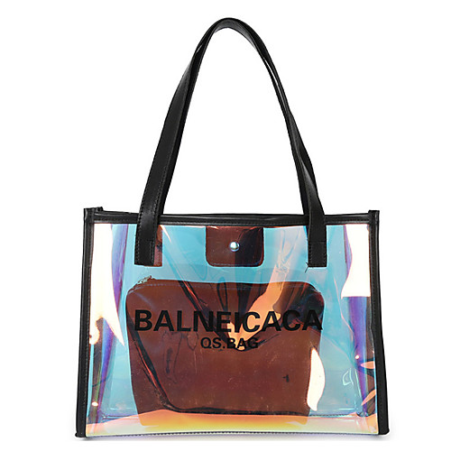 

Women's PVC / PU Top Handle Bag Color Block Blushing Pink / White / Silver