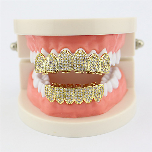 

Teeth Set / Teeth Grills Statement Stylish Luxury Unisex Body Jewelry For Halloween Street Synthetic Diamond Copper Gold Silver