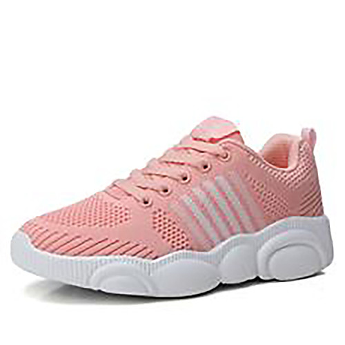 

Women's Trainers / Athletic Shoes Summer Flat Heel Round Toe Sporty Athletic Elastic Fabric / Tissage Volant Running Shoes White / Black / Pink