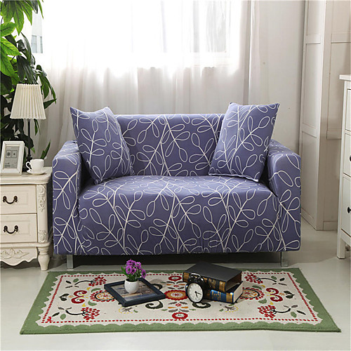 

Purple Leaves Print Dustproof All-powerful Slipcovers Stretch Sofa Cover Super Soft Fabric Couch Cover with One Free Pillow Case