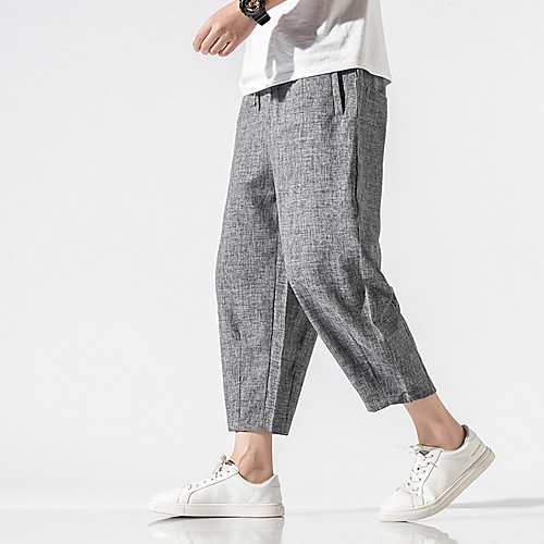 

Men's Sporty Chinoiserie Loose Chinos Pants - Solid Colored Drawstring Comfort Cotton Black Light gray Dark Gray US32 / UK32 / EU40 / US34 / UK34 / EU42 / US38 / UK38 / EU46