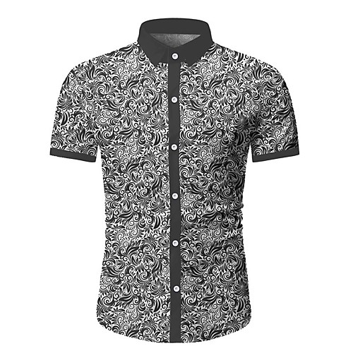 

Men's Floral Slim Shirt Daily Black / Blue / Red / Short Sleeve