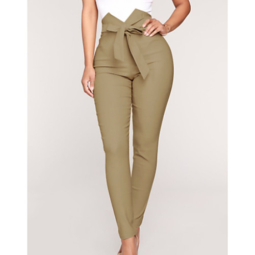 

Women's Basic Loose Chinos Pants - Solid Colored Black Khaki S / M / L