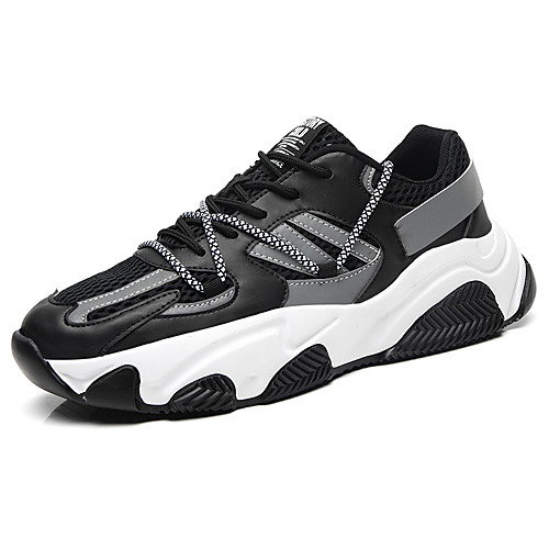 

Men's Fall Sporty / Casual Daily Outdoor Trainers / Athletic Shoes Running Shoes / Walking Shoes Mesh Breathable Non-slipping Shock Absorbing Black / Beige / Gray Color Block