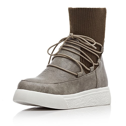 

Women's Boots Fall & Winter Low Heel Round Toe Casual Outdoor PU Black / Gray
