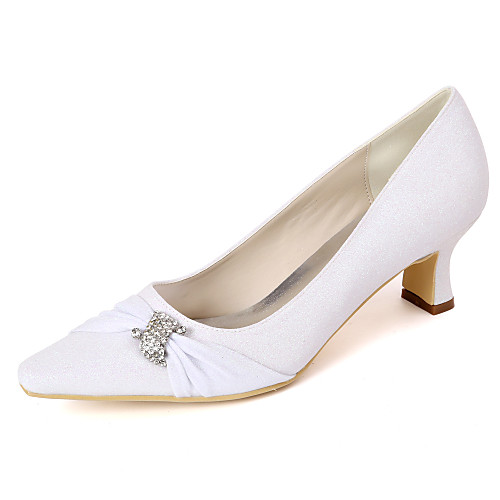 

Women's Heels / Wedding Shoes Spring / Summer Block Heel Pointed Toe Minimalism Wedding Party & Evening Rhinestone Solid Colored Synthetics White / Light Purple / Champagne