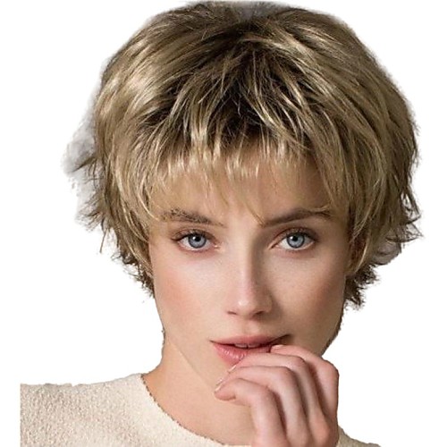 

Synthetic Wig kinky Straight Pixie Cut Wig Short Light golden Synthetic Hair 12 inch Women's Life Classic Women Blonde