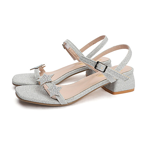 

Women's Sandals Summer Block Heel Open Toe Casual Daily Outdoor Polyester Gold / Silver