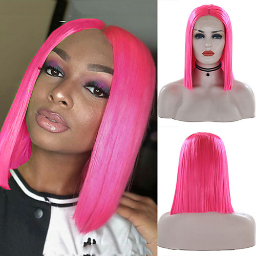 

Synthetic Lace Front Wig Silky Straight Middle Part Lace Front Wig Pink Short Pink Synthetic Hair 8-16 inch Women's Soft Heat Resistant Synthetic Pink / Natural Hairline / Natural Hairline