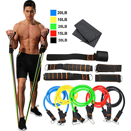 

Resistance Band Set 11 pcs 5 Stackable Exercise Bands Door Anchor Legs Ankle Straps Sports TPE Home Workout Pilates Exercise & Fitness Heavy-duty Carabiner Strength Training Muscular Bodyweight