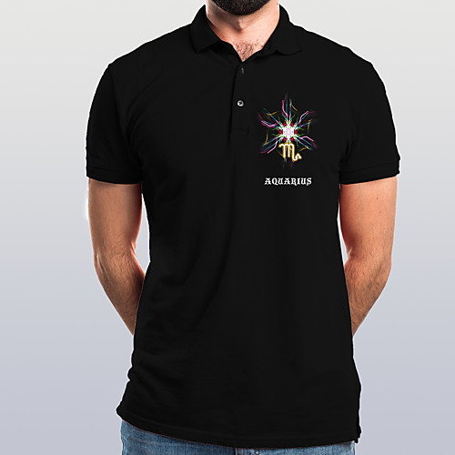 

Men's Abstract Graphic Slim Polo Basic Elegant Daily Going out Black / Short Sleeve / Letter