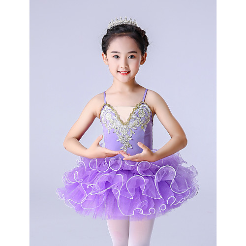 

Ballet Dress Ruffles Appliques Girls' Training Performance Tulle Polyester