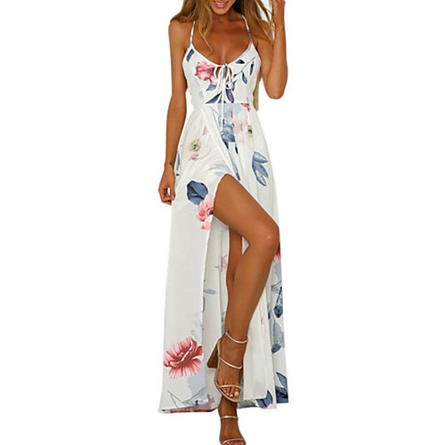 

Women's Sheath Dress - Sleeveless Floral Summer Sexy 2020 White S M L XL