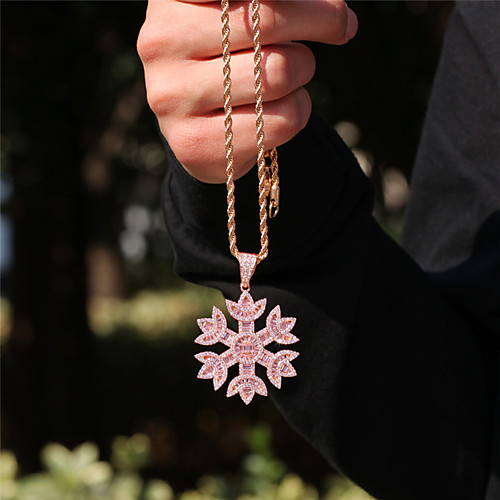 

Men's AAA Cubic Zirconia Necklace Statement Unique Design Trendy Fashion Copper Blushing Pink 41 cm Necklace Jewelry 1pc For Party Evening Street Festival