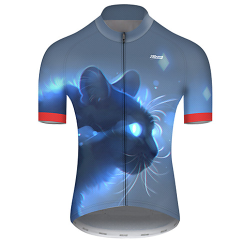 

21Grams Men's Short Sleeve Cycling Jersey Polyester RedBlue Galaxy Cat Animal Bike Jersey Top Mountain Bike MTB Road Bike Cycling Breathable Quick Dry Ultraviolet Resistant Sports Clothing Apparel