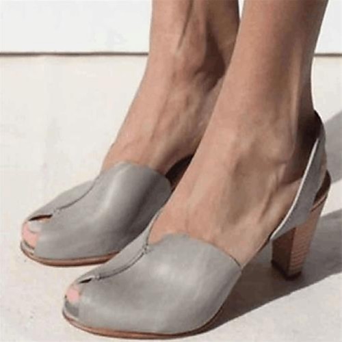 

Women's Sandals Cone Heel Open Toe Block Heel Sandals Daily PU Light Yellow Light Brown Red