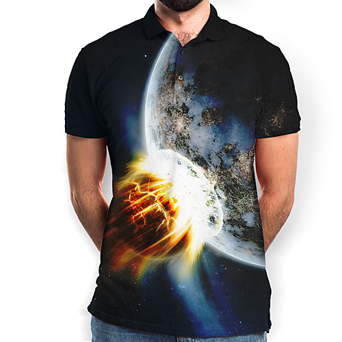 

Men's Galaxy Graphic Print Polo Daily Black