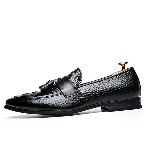 

Men's Loafers & Slip-Ons British Daily Cowhide Snakeskin Black Red