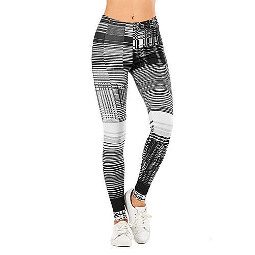 

Women's Yoga Pants 3D Print Black / White Elastane Yoga Running Fitness Tights Leggings Sport Activewear Quick Dry Tummy Control Butt Lift Moisture Wicking High Elasticity Skinny