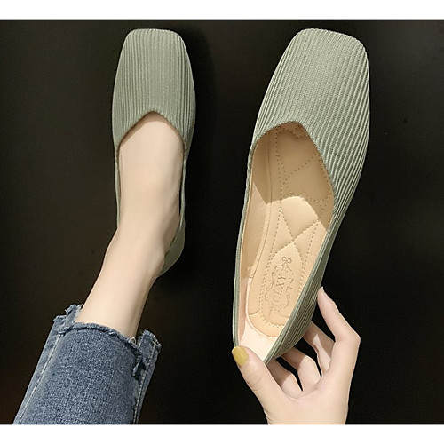 

Women's Flats Spring & Summer Flat Heel Square Toe Daily Solid Colored PU Yellow / Pink / Green