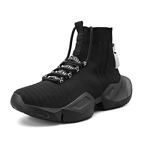 

Men's Summer / Fall Sporty / Casual Daily Outdoor Trainers / Athletic Shoes Running Shoes / Walking Shoes Tissage Volant Breathable Non-slipping Height-increasing Black and White / White / Black