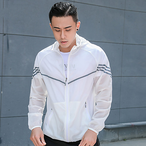 

Men's Hiking Skin Jacket Hiking Jacket Hiking Windbreaker Summer Outdoor Windproof Sunscreen Breathable Quick Dry Jacket Top Elastane Single Slider Running Hunting Fishing Dark Grey / GrayWhite