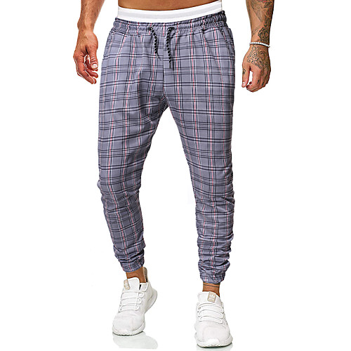 

Men's Basic Slim Chinos Sweatpants Pants - Plaid / Checkered Print Classic Gray US34 / UK34 / EU42 / US36 / UK36 / EU44 / US38 / UK38 / EU46 / Drawstring / Elasticity