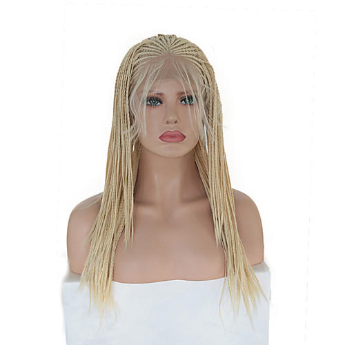 

Synthetic Lace Front Wig Box Braids Plaited with Baby Hair Lace Front Wig Blonde Pink Long Blonde Synthetic Hair 16 inch Women's Soft Party Women Blonde Pink