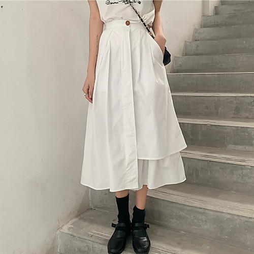 

Women's A Line Skirts - Solid Colored White Black One-Size